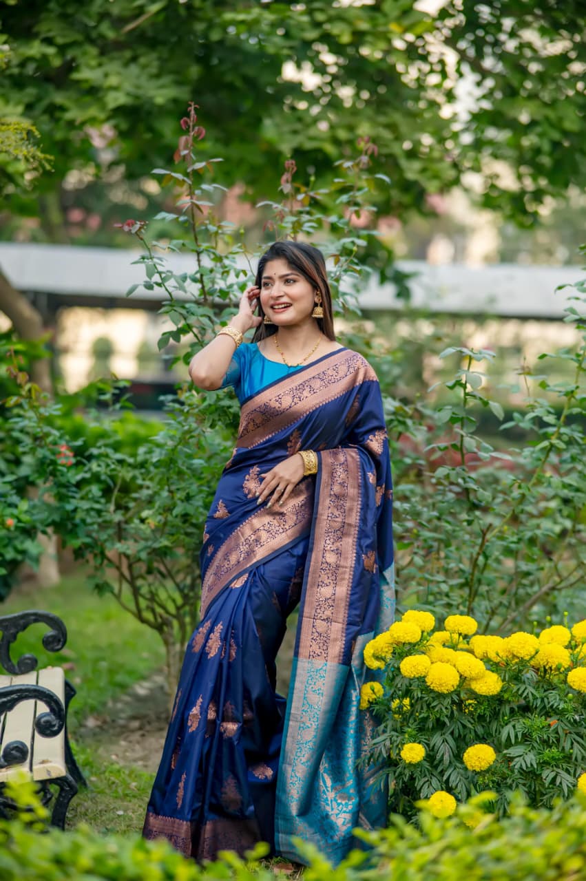 Premium Banarasi Katan Silk Saree with Rich Zari Weaving