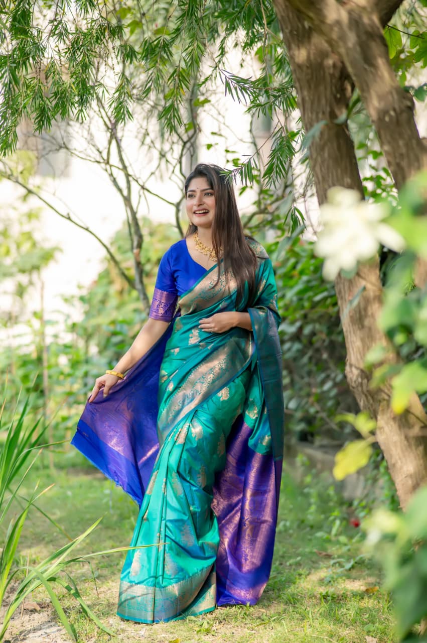 Premium Banarasi Katan Silk Saree with Rich Zari Weaving