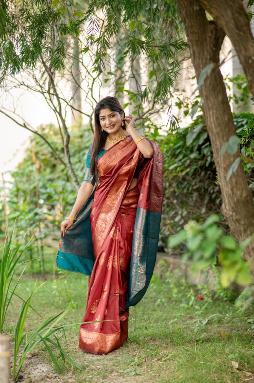 Premium Banarasi Katan Silk Saree with Rich Zari Weaving