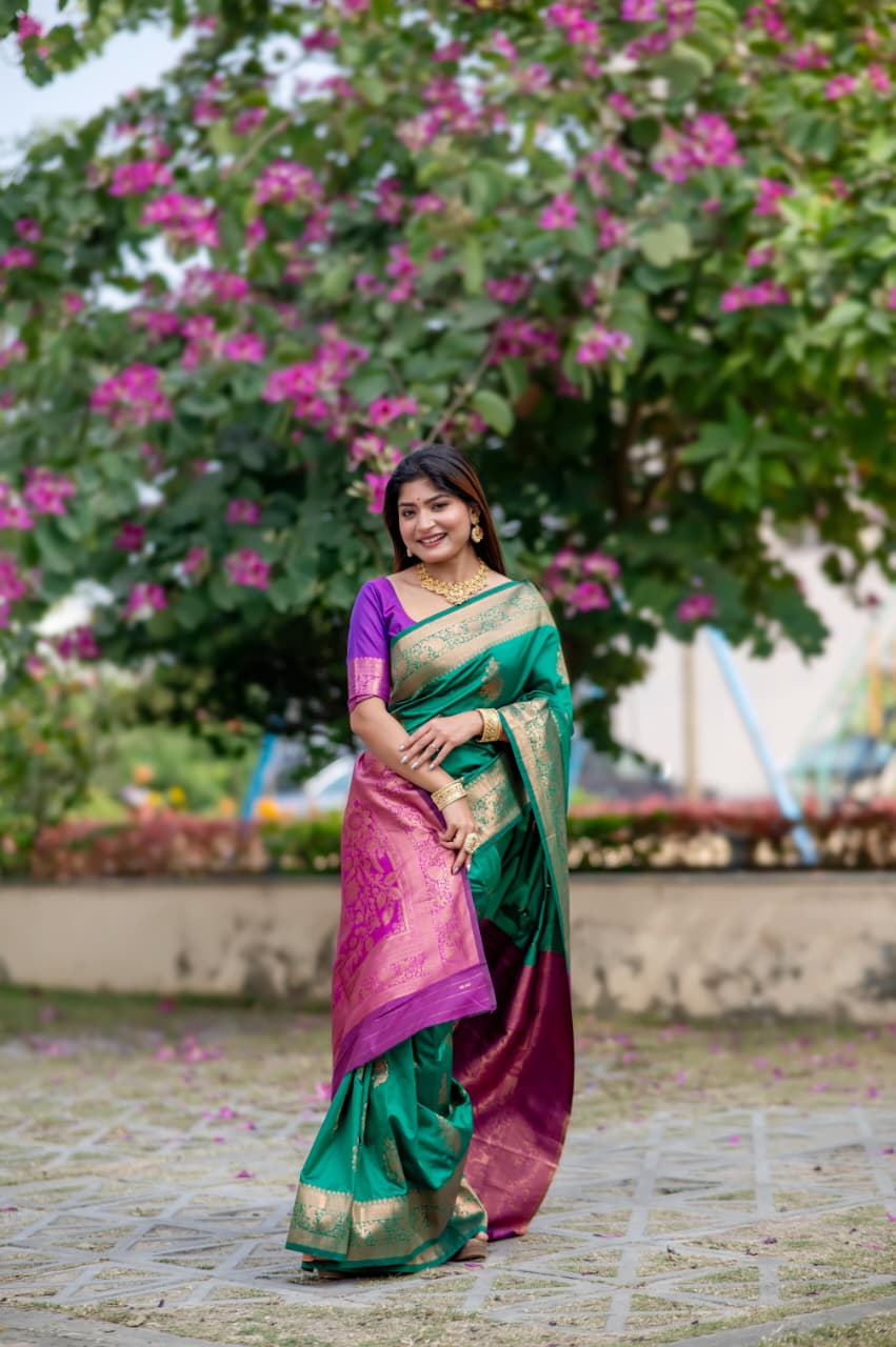 Premium Banarasi Katan Silk Saree with Rich Zari Weaving