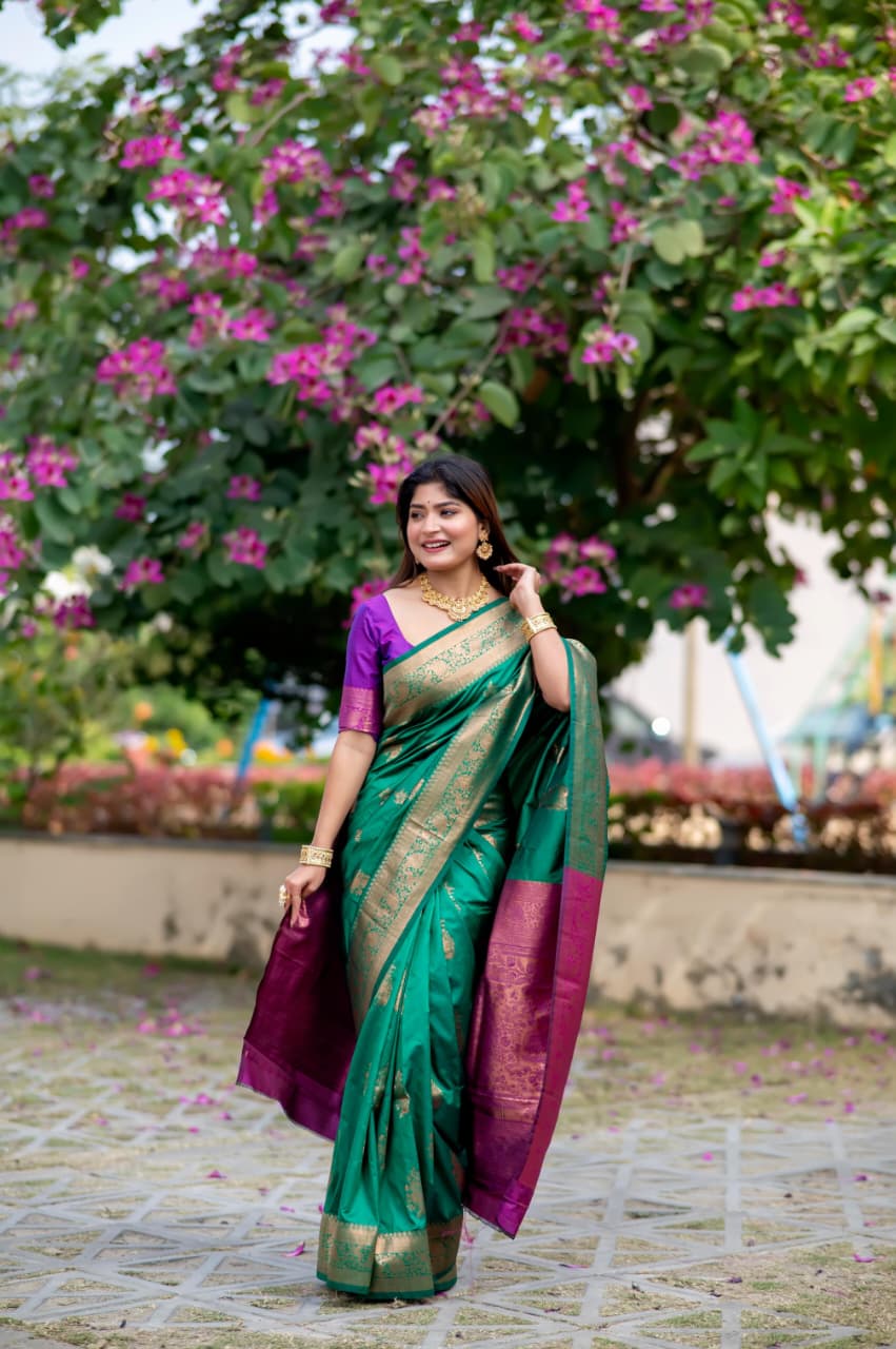 Premium Banarasi Katan Silk Saree with Rich Zari Weaving