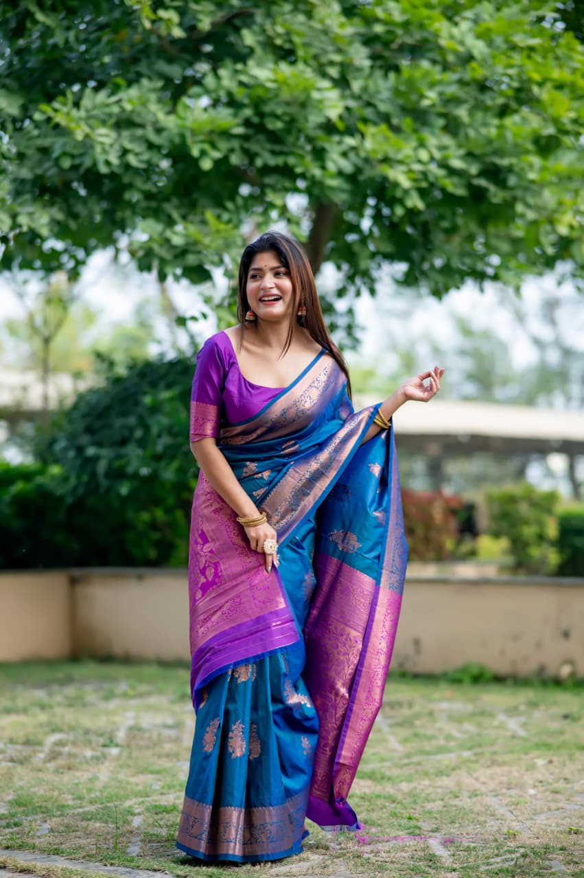 Premium Banarasi Katan Silk Saree with Rich Zari Weaving
