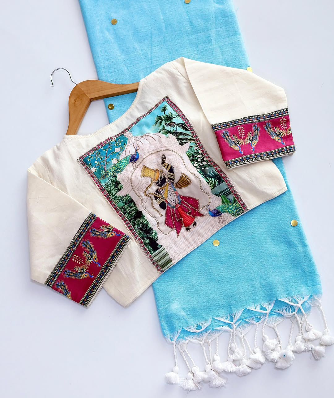 Khadi Cotton Saree with Designer Blouse with Handwork