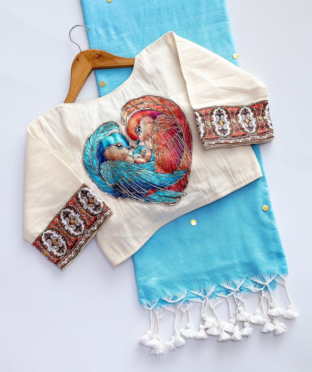 Khadi Cotton Saree with Designer Blouse with Handwork