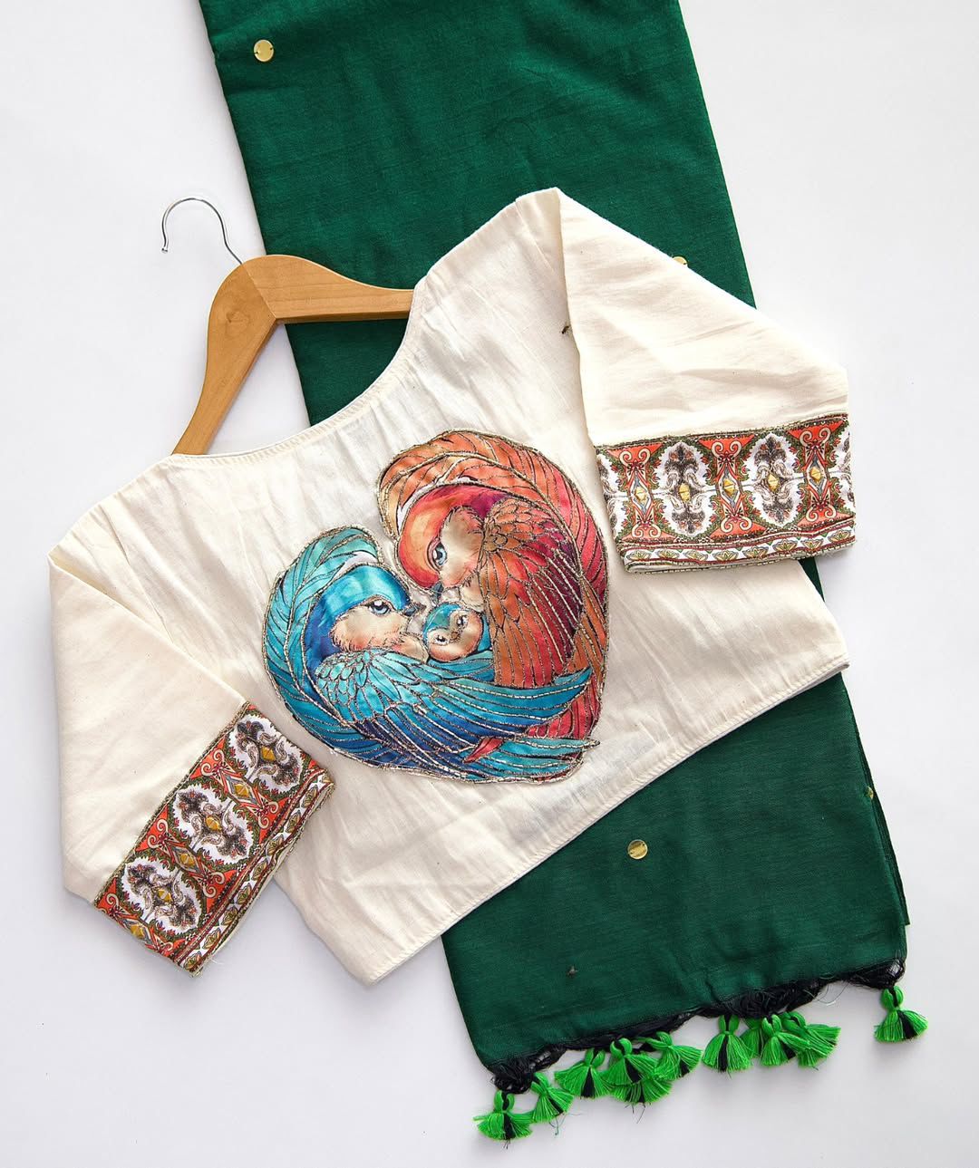 Khadi Cotton Saree with Designer Blouse with Handwork