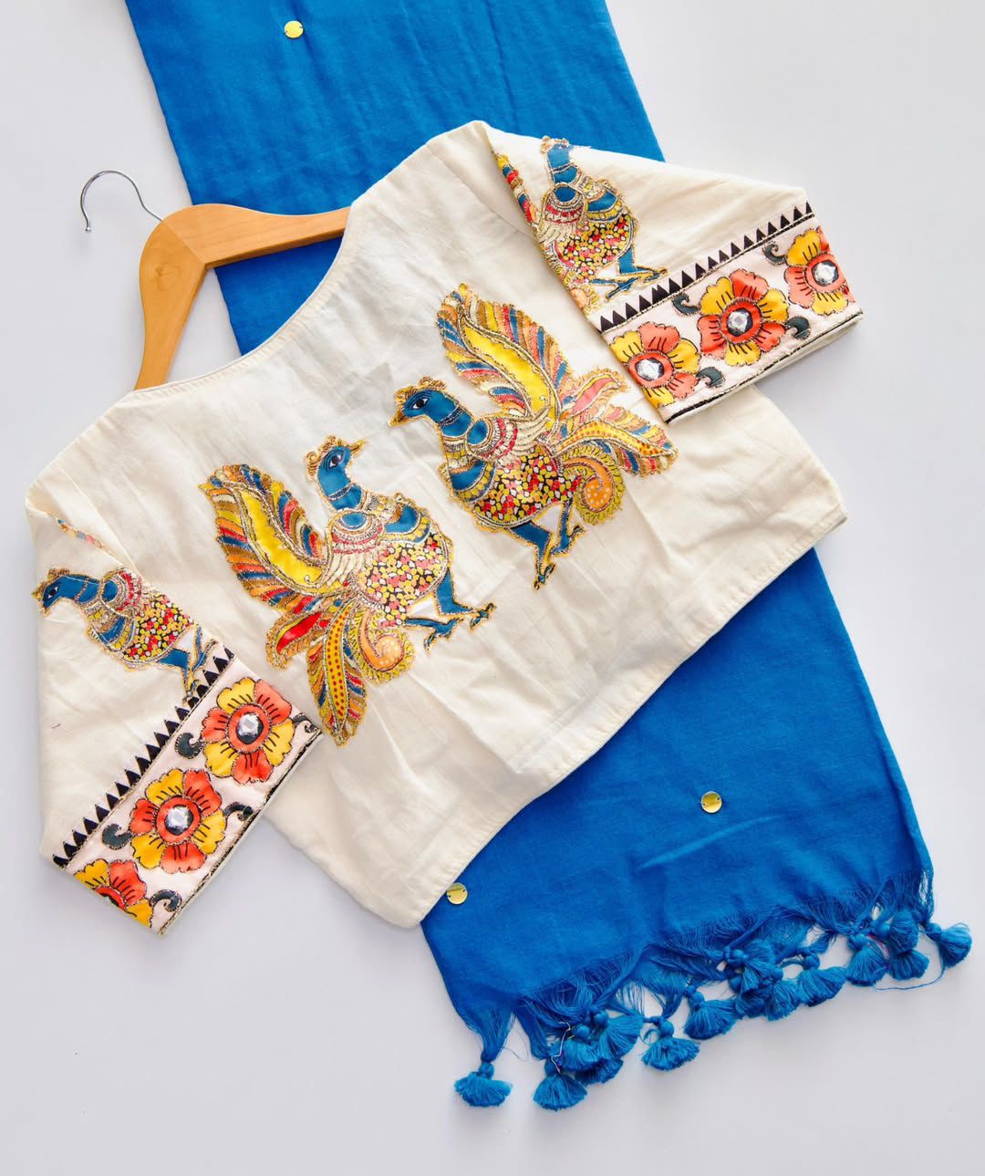 Khadi Cotton Saree with Designer Blouse with Handwork