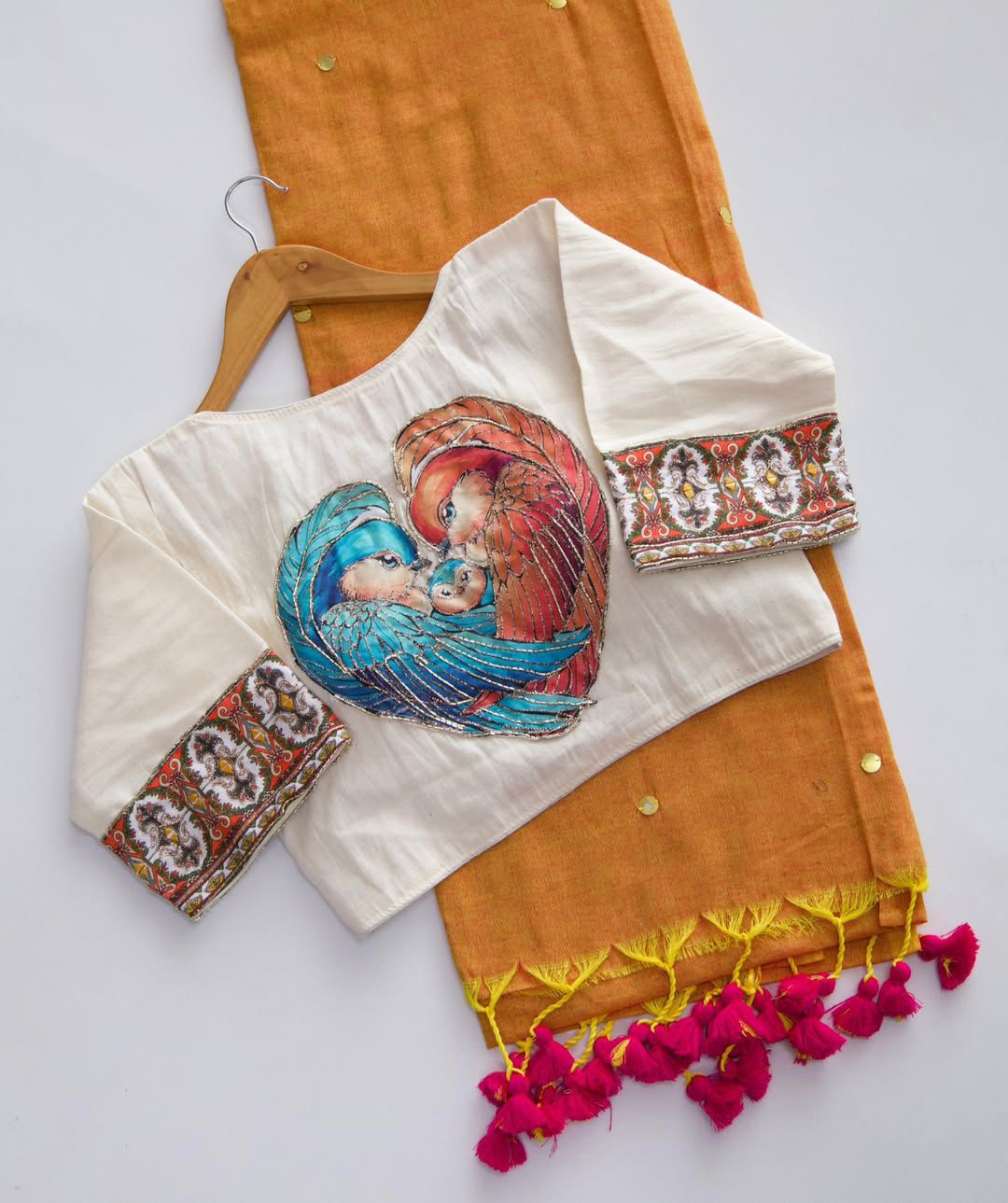 Khadi Cotton Saree with Designer Blouse with Handwork