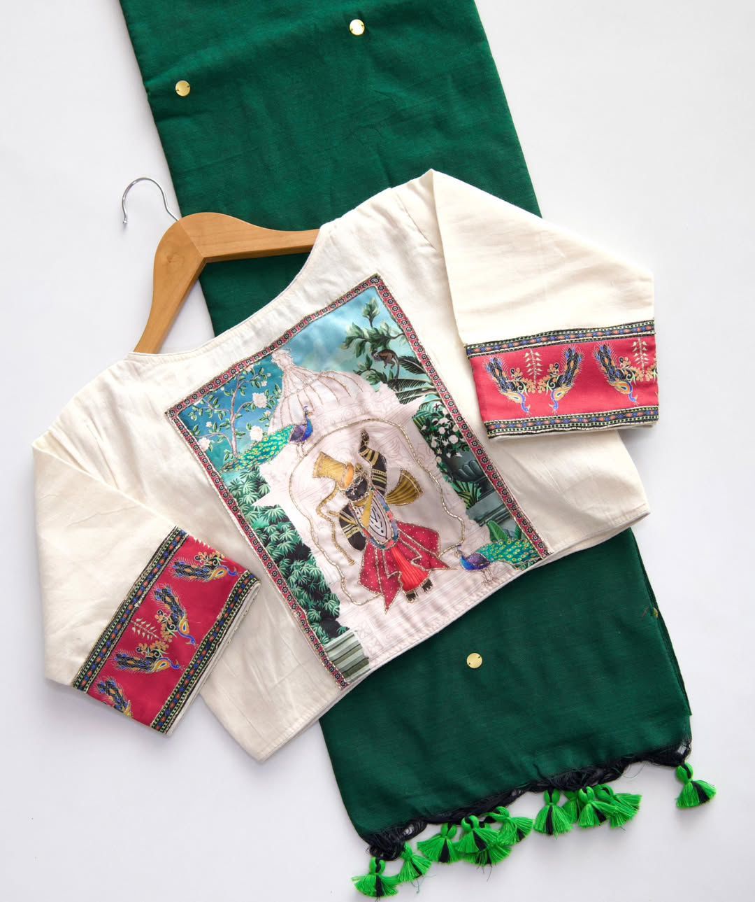 Khadi Cotton Saree with Designer Blouse with Handwork