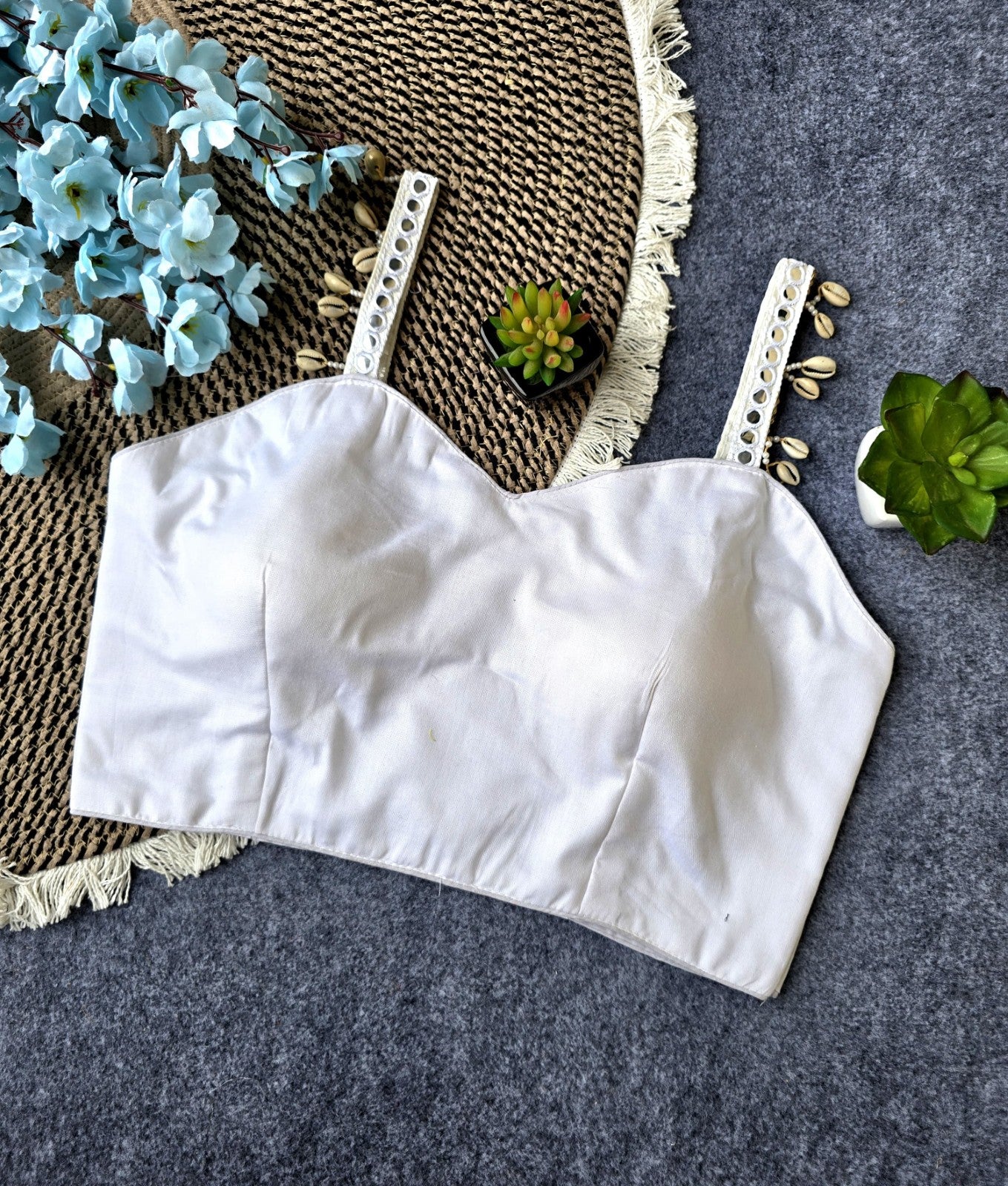 Elegant Sleeveless Blouse – Premium Indo Cotton, Partywear