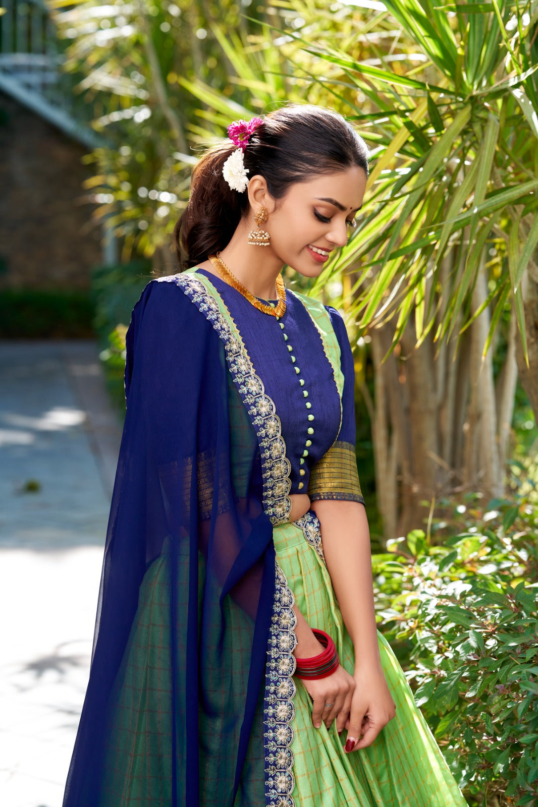 Ethnic Silk Lehenga Choli with Zari Work and Embroidered Dupatta