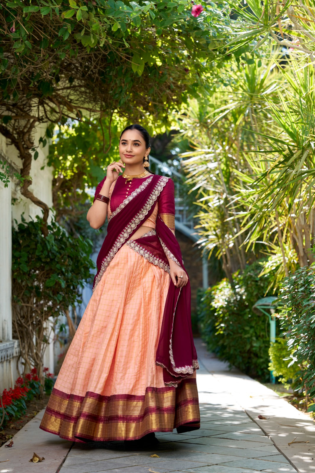 Ethnic Silk Lehenga Choli with Zari Work and Embroidered Dupatta