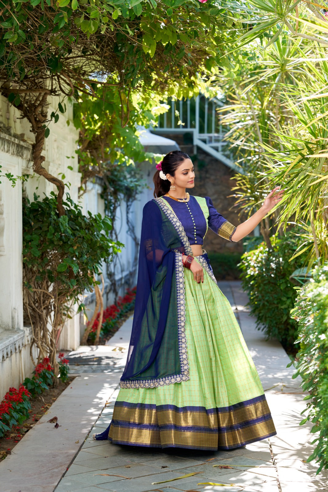 Ethnic Silk Lehenga Choli with Zari Work and Embroidered Dupatta