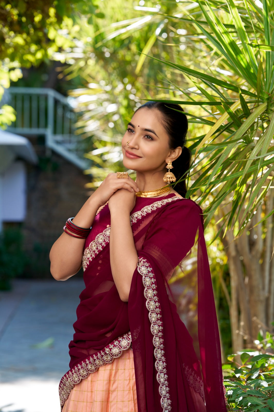 Ethnic Silk Lehenga Choli with Zari Work and Embroidered Dupatta