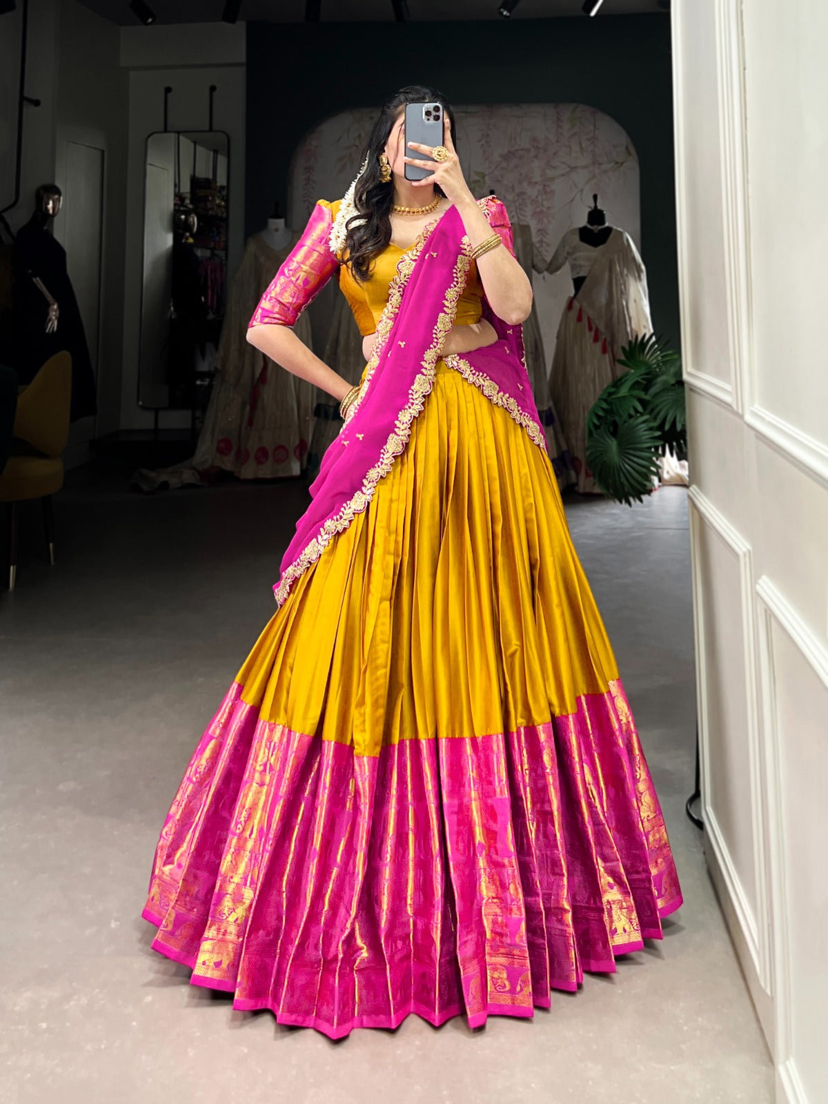 Indian Ethnic Narayan Pattu Lehenga Choli with Georgette Dupatta
