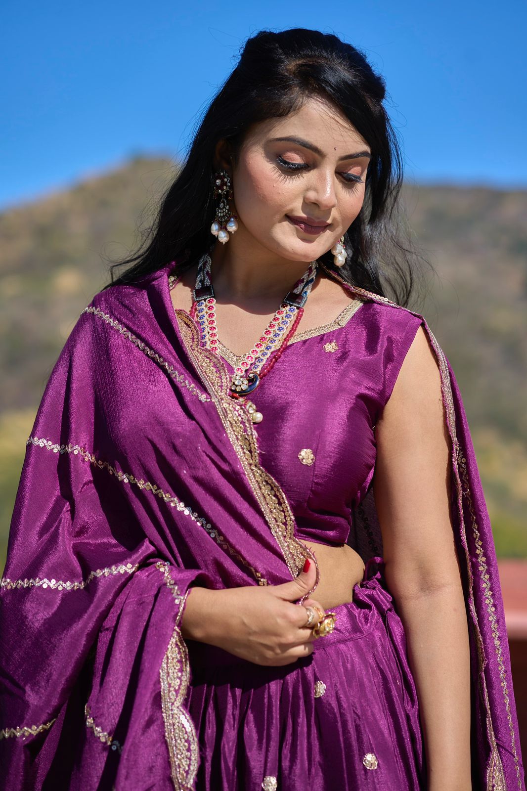 Heavy Chinon Embroidered Lehenga Choli Set With Dupatta