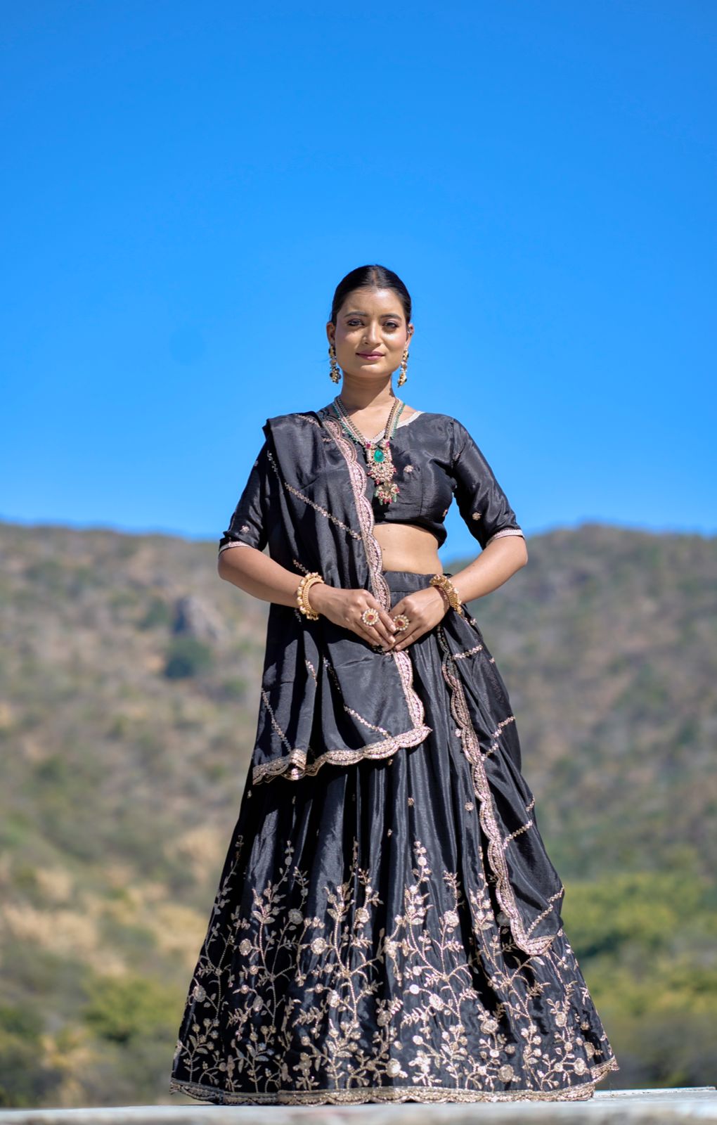 Heavy Chinon Embroidered Lehenga Choli Set With Dupatta
