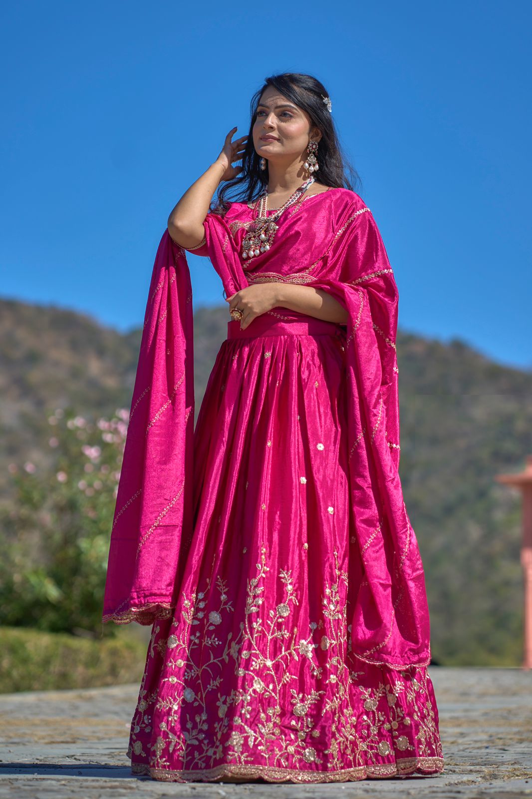 Heavy Chinon Embroidered Lehenga Choli Set With Dupatta