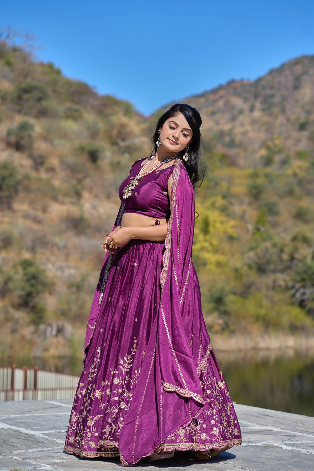 Heavy Chinon Embroidered Lehenga Choli Set With Dupatta
