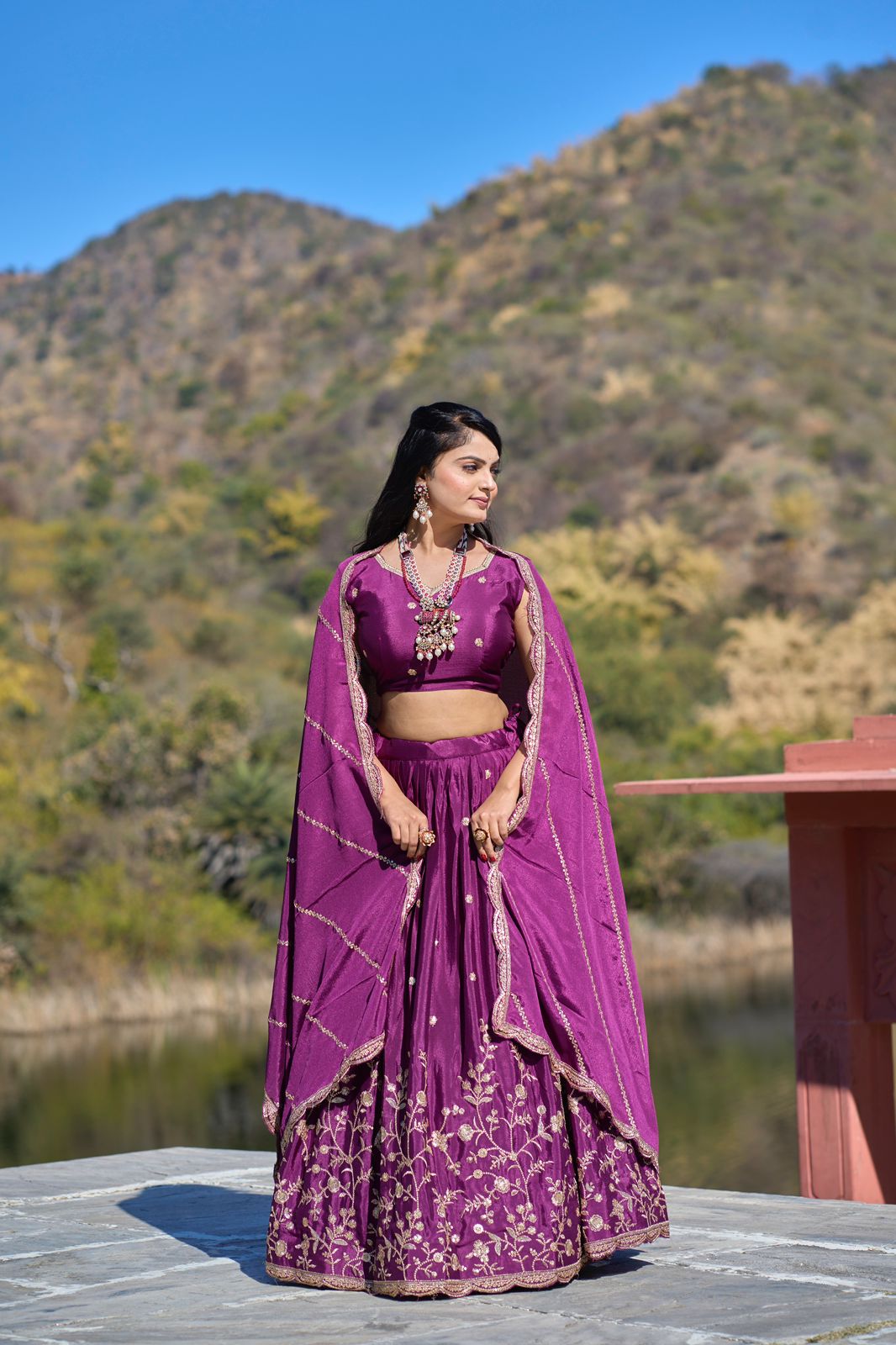 Heavy Chinon Embroidered Lehenga Choli Set With Dupatta