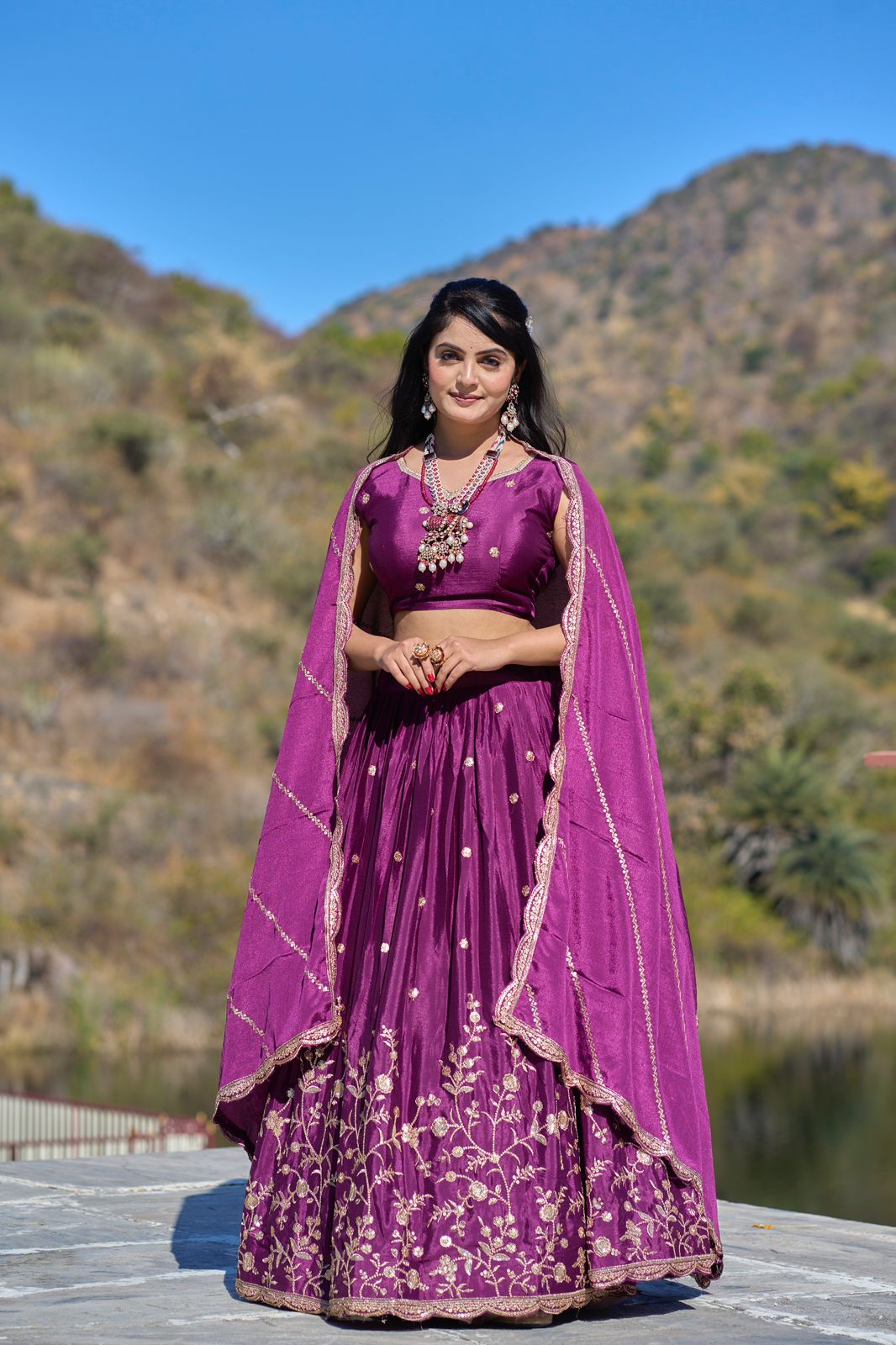 Heavy Chinon Embroidered Lehenga Choli Set With Dupatta