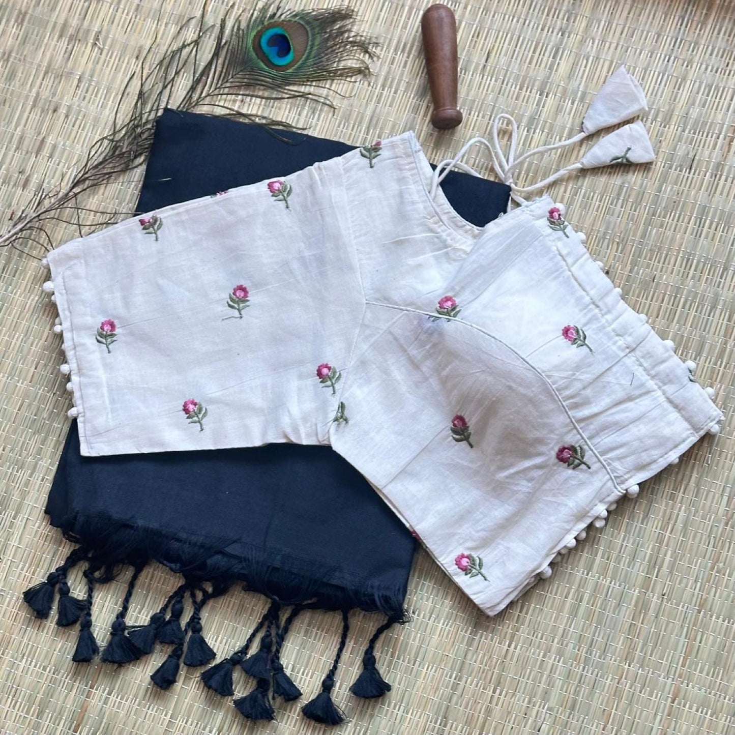 Khadi Cotton Saree with Heavy Khadi Cotton Blouse