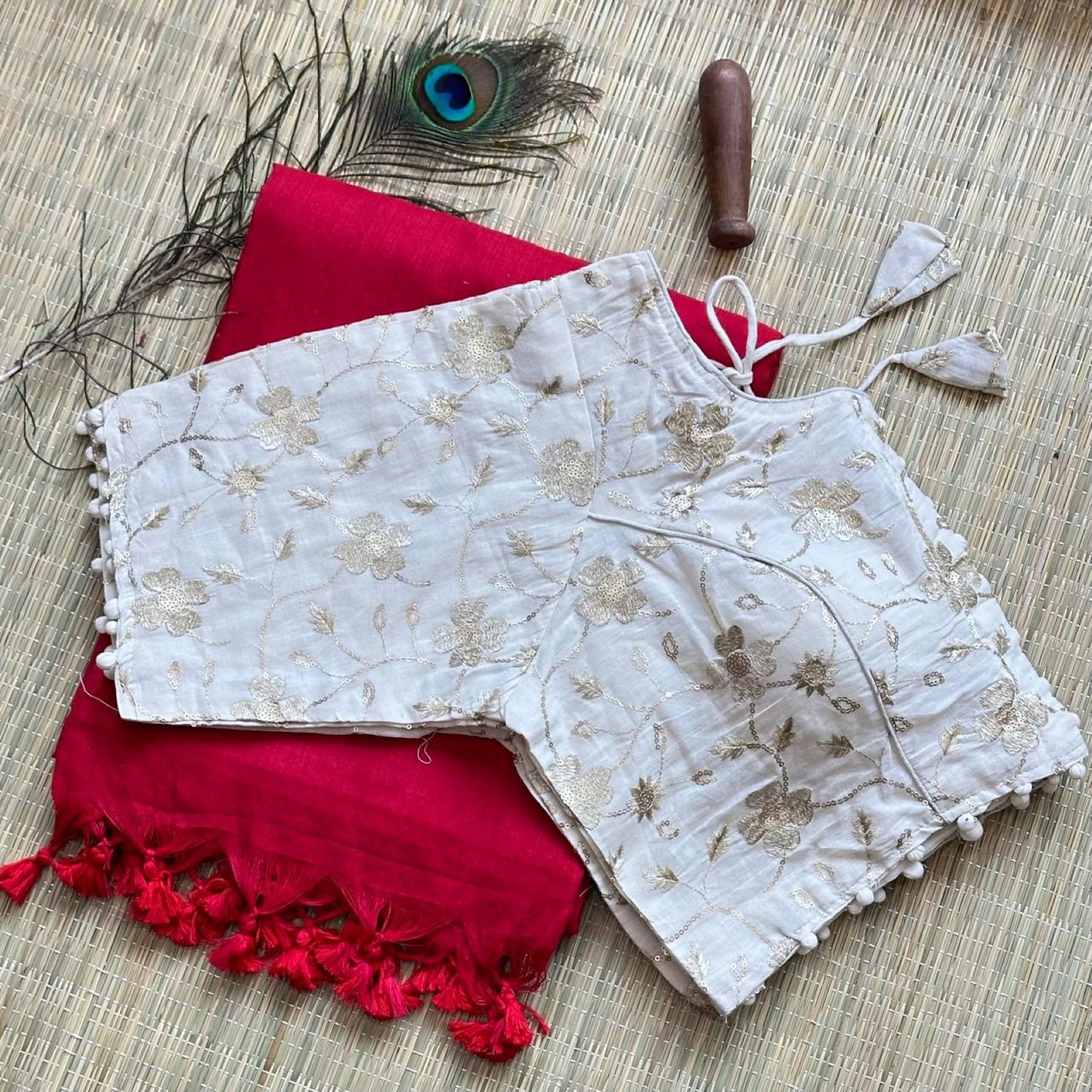 Khadi Cotton Saree with Heavy Khadi Cotton Blouse