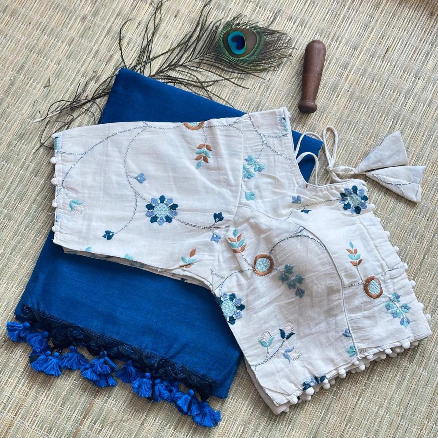 Khadi Cotton Saree with Heavy Khadi Cotton Blouse