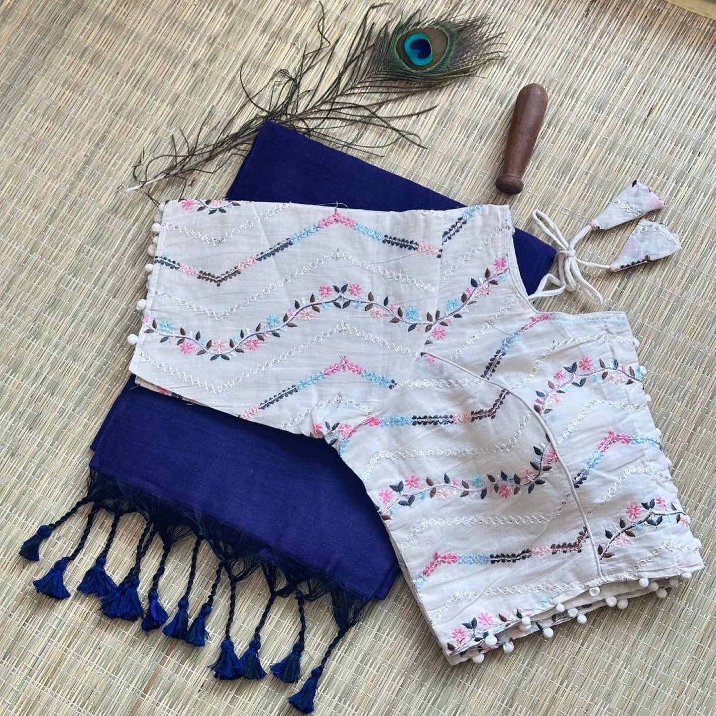 Khadi Cotton Saree with Heavy Khadi Cotton Blouse