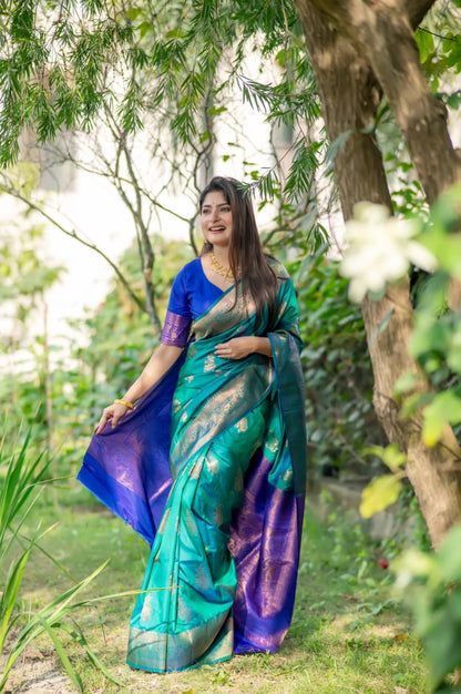 Premium Banarasi Katan Silk Saree with Rich Zari Weaving