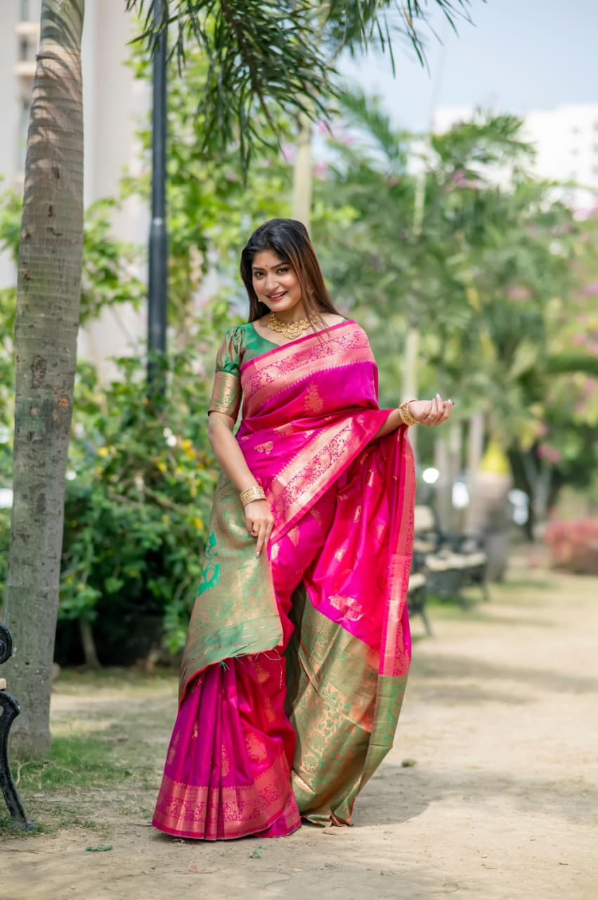 Premium Banarasi Katan Silk Saree with Rich Zari Weaving