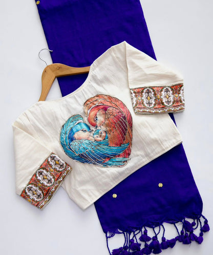 Khadi Cotton Saree with Designer Blouse with Handwork