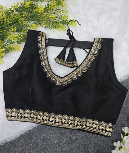 Women wear Sleeveless V neck Embroidered Stitched blouse