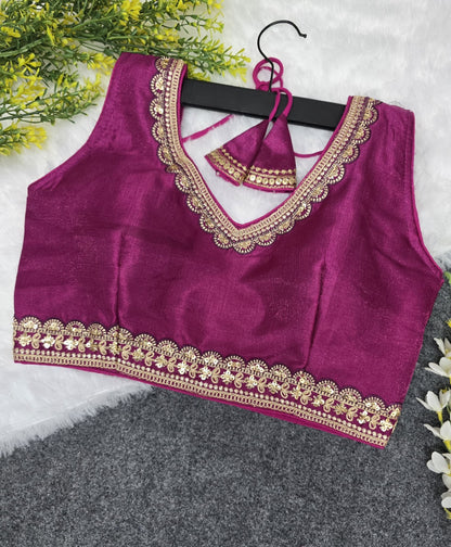 Women wear Sleeveless V neck Embroidered Stitched blouse