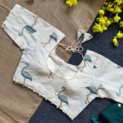 Pure Khadi Cotton saree with Readymade Embroidered Sequins Blouse