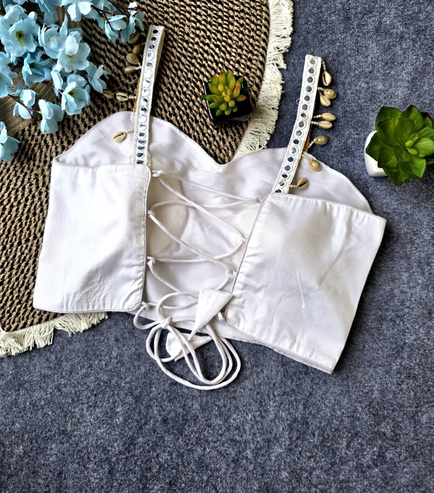Elegant Sleeveless Blouse – Premium Indo Cotton, Partywear