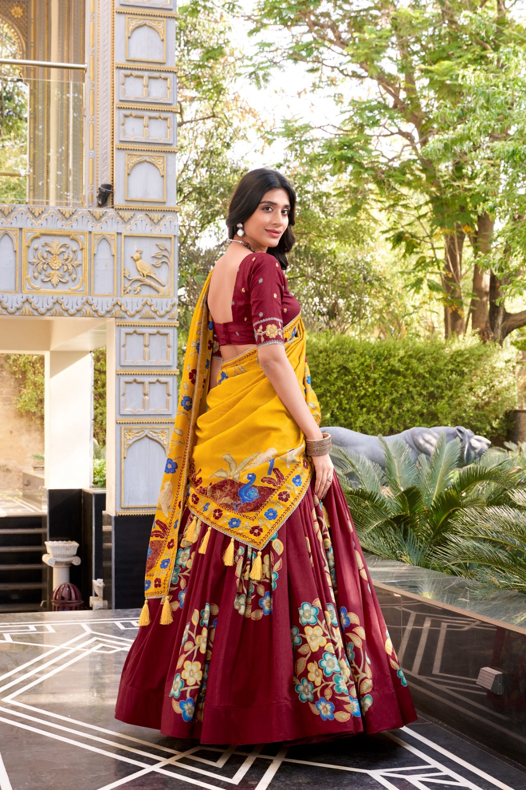 Designer Tasar Silk Lehenga Choli Set with Gotta Patti Dupatta
