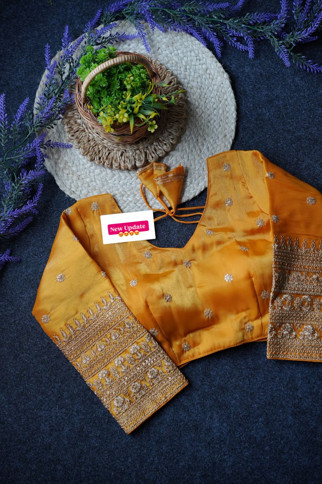Readymade Long Sleeves V Neck Stitched Silk Embroidered Zari Work Blouse