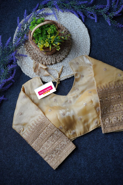 Readymade Long Sleeves V Neck Stitched Silk Embroidered Zari Work Blouse