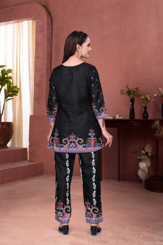 Black Magic Slub Printed Co-Ord Set for Women