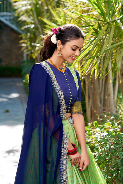 Ethnic Silk Lehenga Choli with Zari Work and Embroidered Dupatta