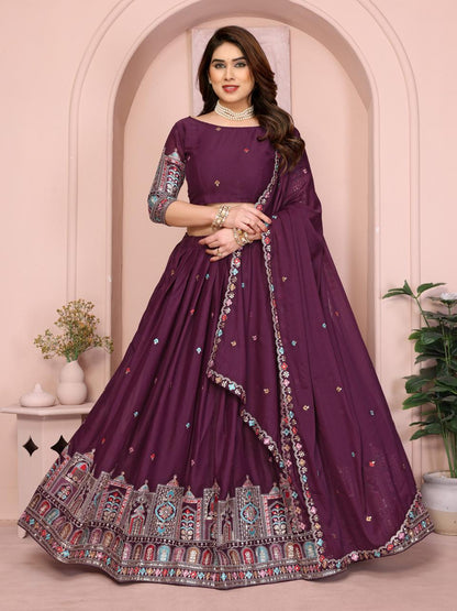 Embroidered Star Georgette Lehenga Choli Set with Embroidery Dupatta