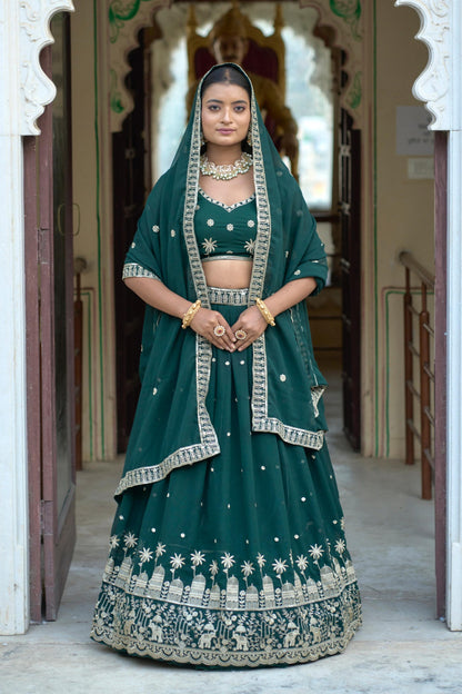 Elegant Embroidered Georgette Lehenga Set with Dupatta