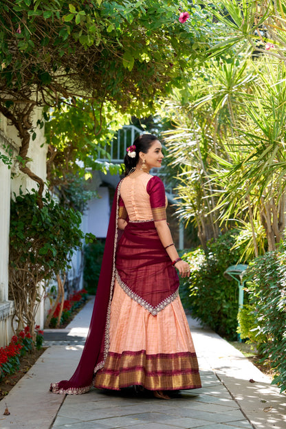Ethnic Silk Lehenga Choli with Zari Work and Embroidered Dupatta