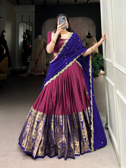 Indian Ethnic Narayan Pattu Lehenga Choli with Georgette Dupatta