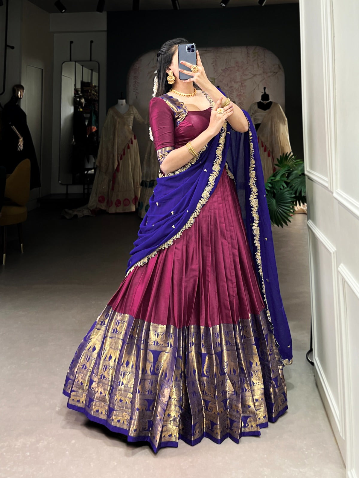 Indian Ethnic Narayan Pattu Lehenga Choli with Georgette Dupatta