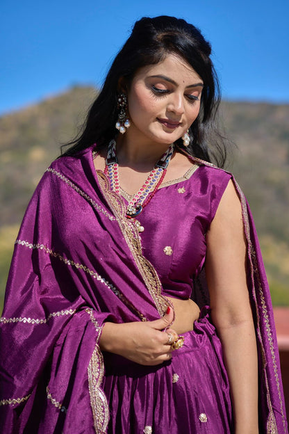 Heavy Chinon Embroidered Lehenga Choli Set With Dupatta