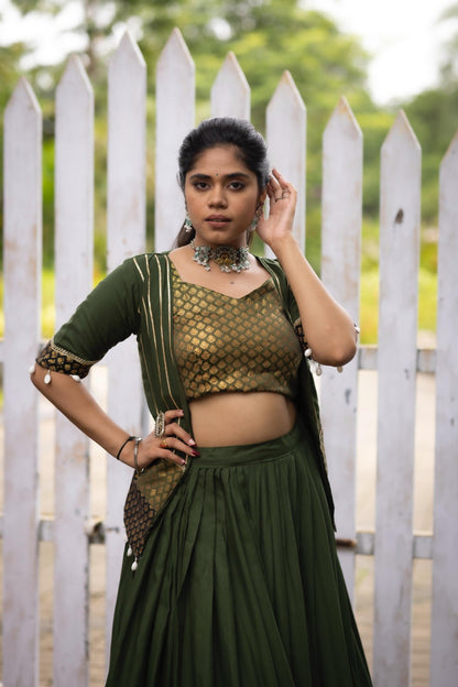 Rayon Cotton Lehenga Choli with Koti | Fully Stitched Party Wear Lehenga for Women