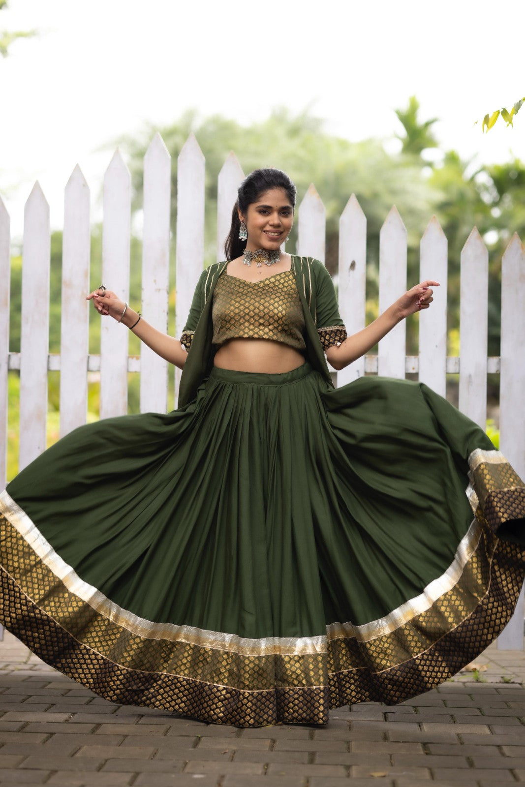 Rayon Cotton Lehenga Choli with Koti | Fully Stitched Party Wear Lehenga for Women